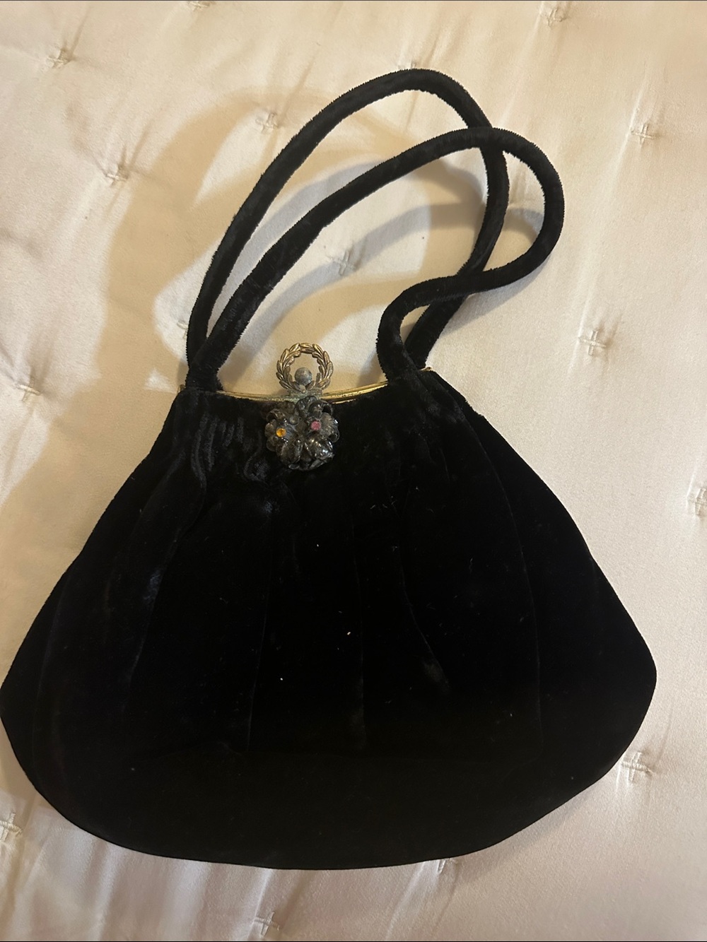 Guild original Black Velvet Evening Bag with Decorative Clasp
